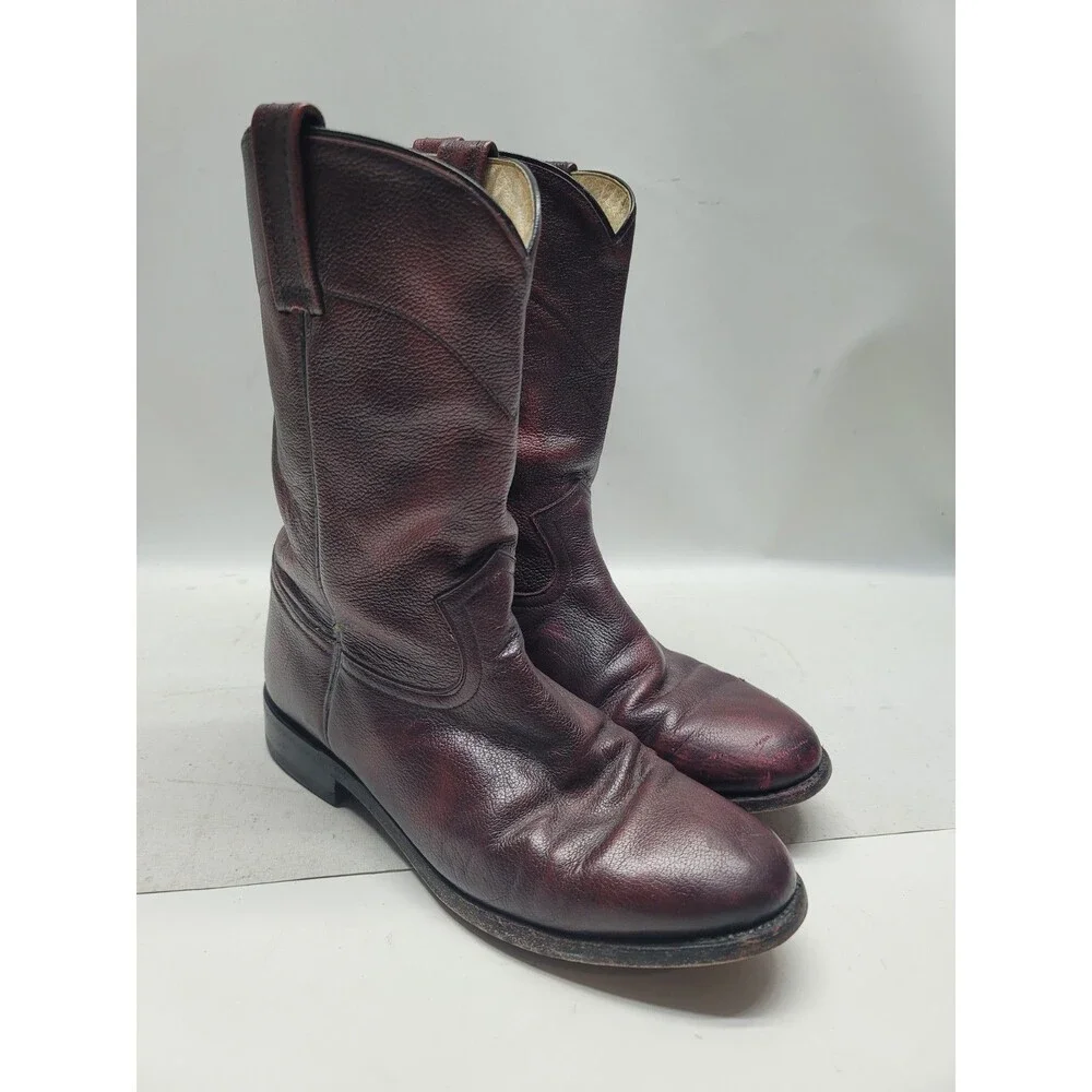 Dan Post Men's 9.5 D Oxblood Maroon Red Leather Cowboy Western Ropers Boots 6586